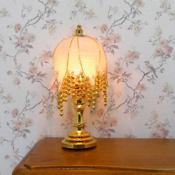 Bordlampe med victoriansk lilje skærm