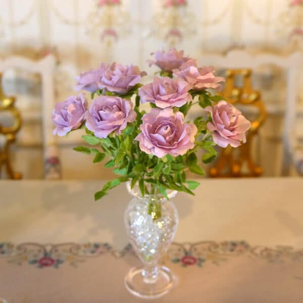 KIT til dukkehus blomster - Roser. Blomster KIT som allerede er farvet