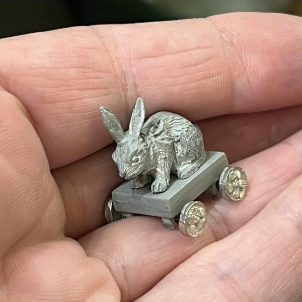 Miniature trækvogn med kanin / hare