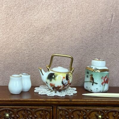 Miniature tepotte sæt i japansk stil til dukkehus