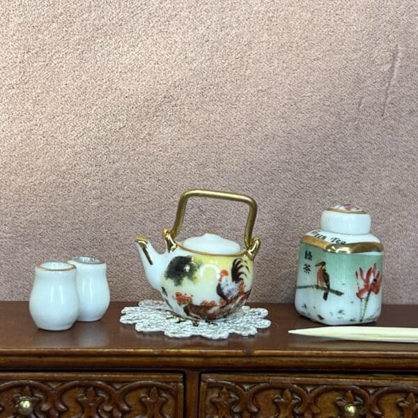 Miniature tepotte sæt i japansk stil til dukkehus