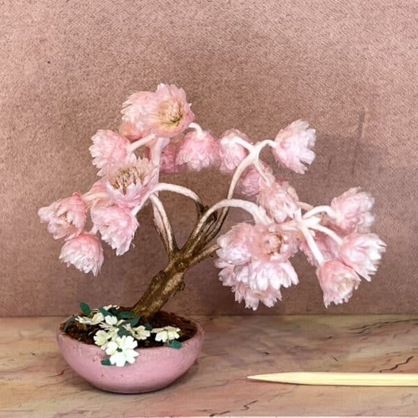 Blomstrende Japansk Bonsai i miniature til dukkehus