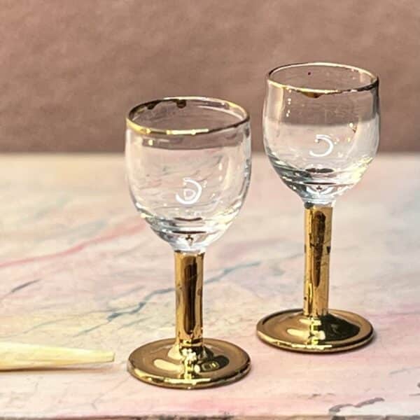 Dukkehus vinglas med 18k guldfod (hvidvinsglas)
