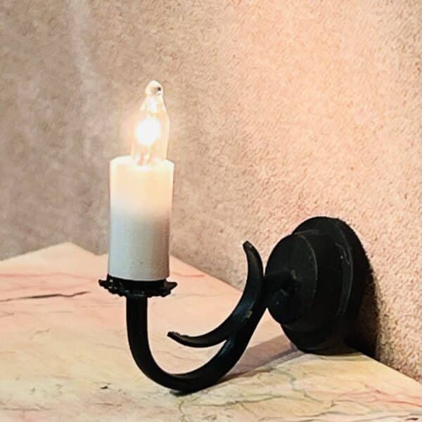 Miniature væglampe med stearinlys i sort